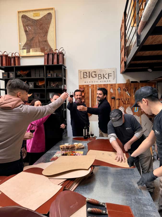 Argentina: Leather Butterfly Chair Workshop Tour with Wine - Wine, salami, and cheese at the right moment