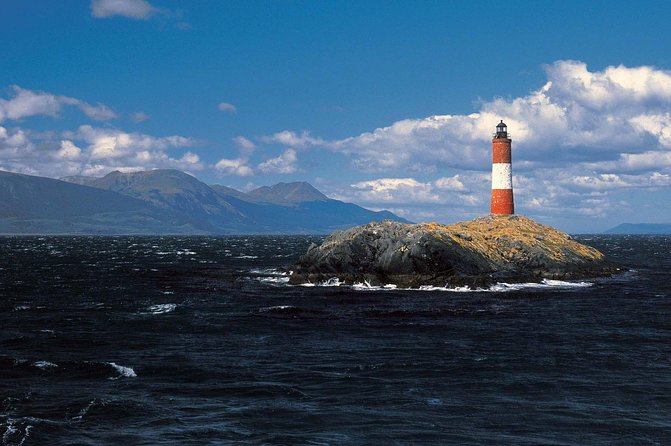 Navigate through the Beagle Channel: Seal, Bird & Penguin Islands - Leaving Ushuaia with Mount Olivia in view